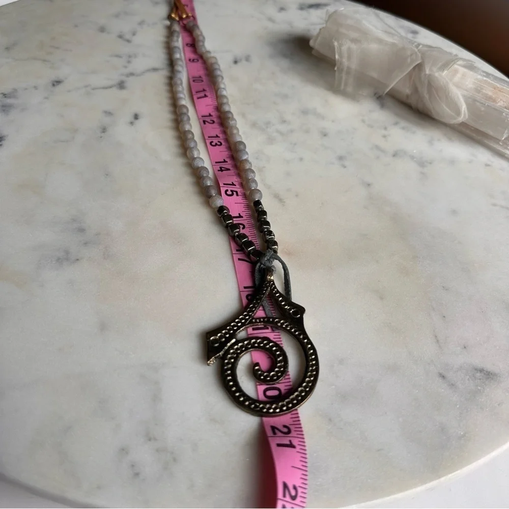 Boutique Handmade Beaded Metal Pendant Necklace 20”